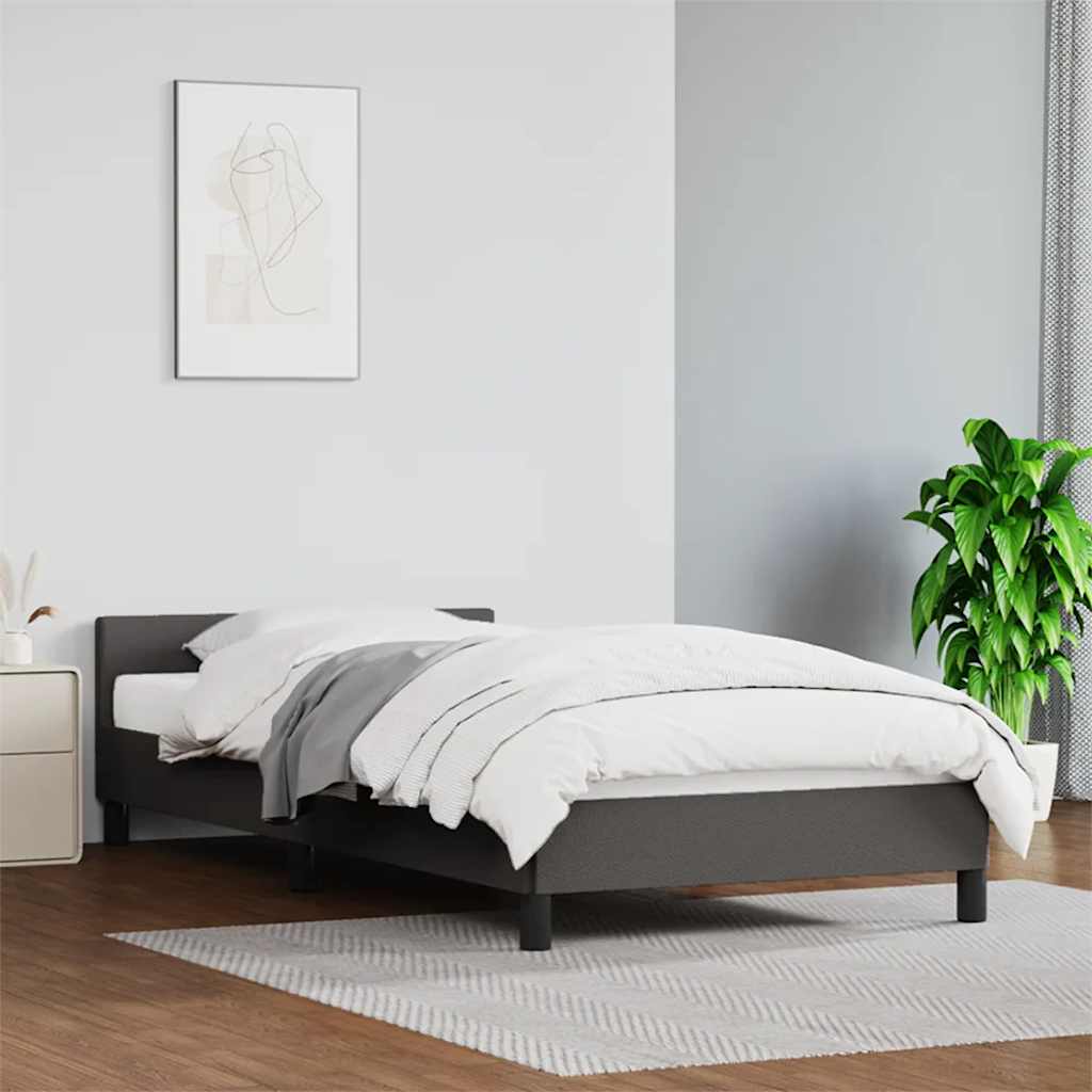Sängram med huvudgavel utan madrass grå 80x200 cm