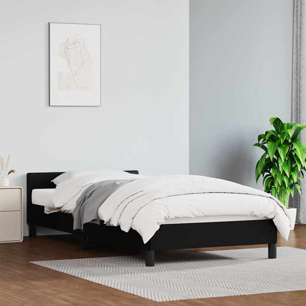 Sängram med huvudgavel utan madrass svart 90x190 cm