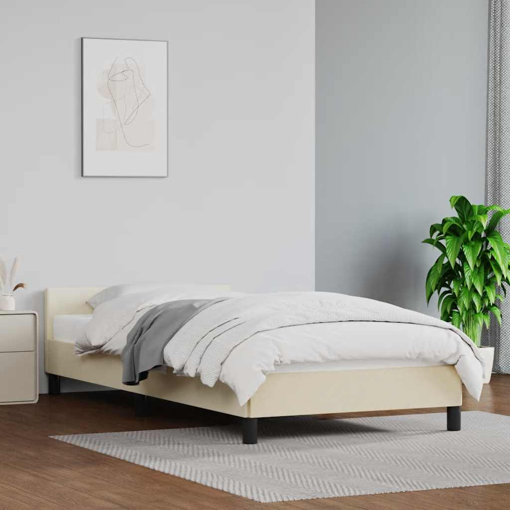 Sängram med huvudgavel utan madrass gräddvit 100x200 cm