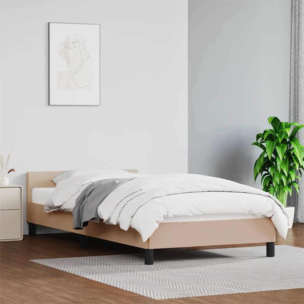 Sängram med huvudgavel utan madrass cappuccino 100x200 cm