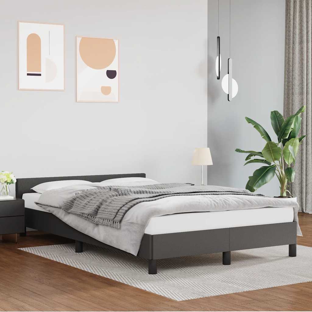 Sängram med huvudgavel utan madrass grå 120x200 cm