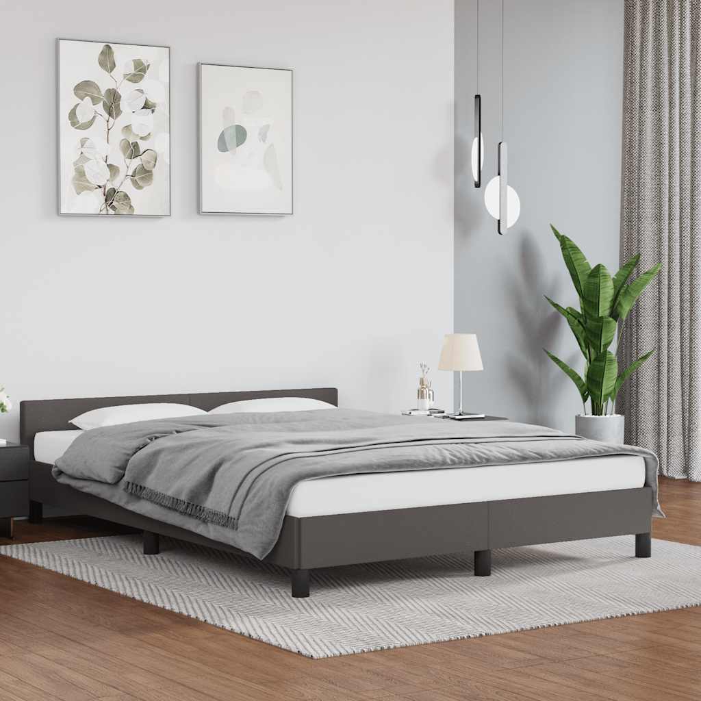 Sängram med huvudgavel utan madrass grå 140x200 cm