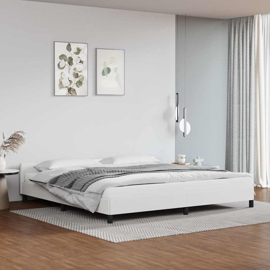 Sängram med huvudgavel utan madrass vit 200x200 cm