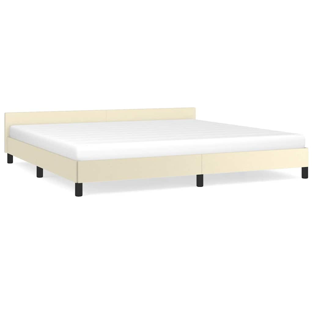Sängram med huvudgavel utan madrass gräddvit 200x200 cm