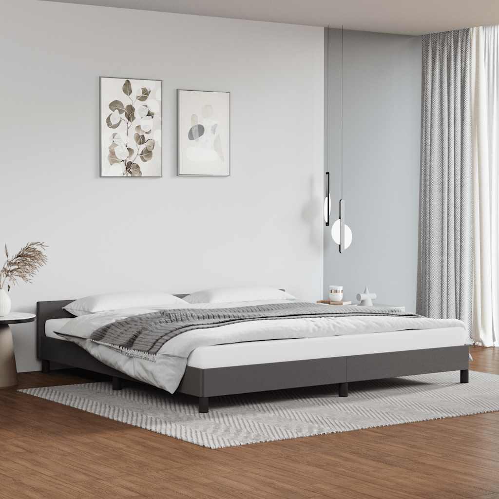 Sängram med huvudgavel utan madrass grå 200x200 cm