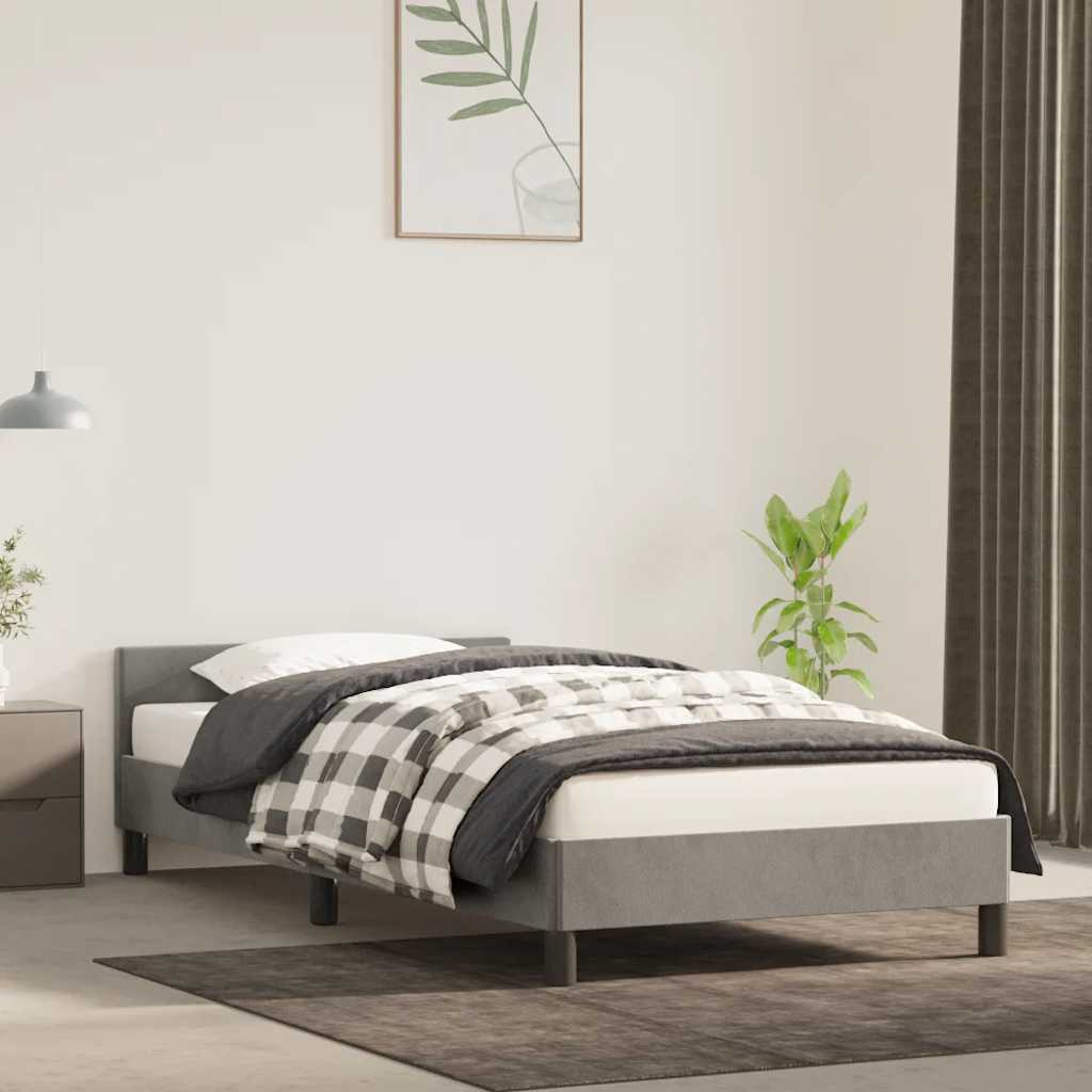 Sängram utan madrass ljusgrå 80x200 cm sammet