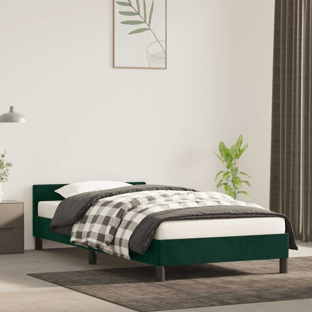 Sängram utan madrass mörkgrön 90x190 cm sammet