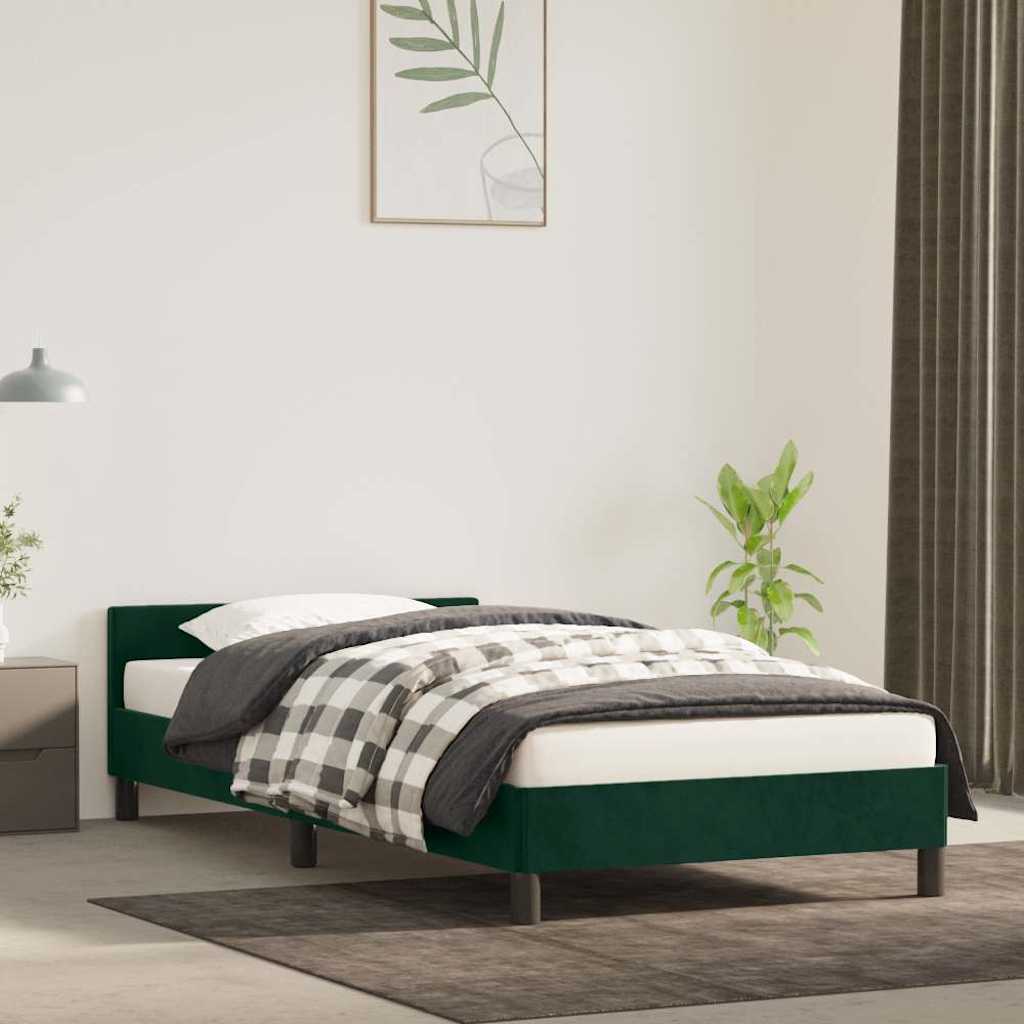 Sängram utan madrass mörkgrön 100x200 cm sammet