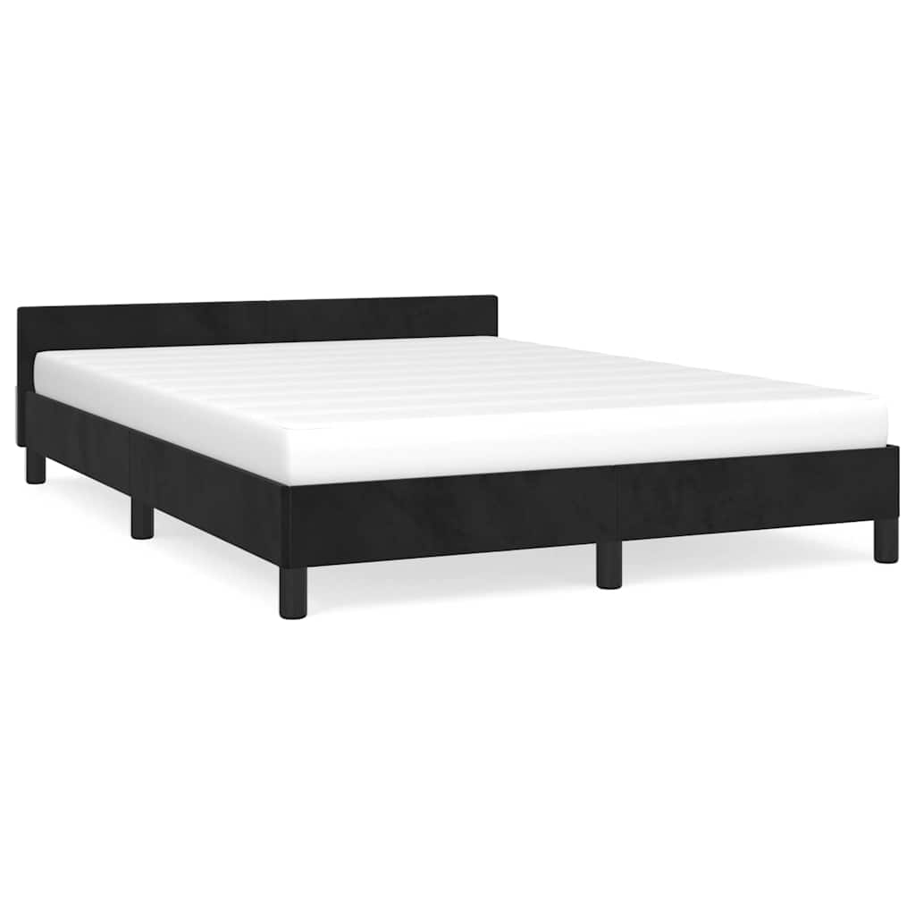Sängram utan madrass svart 140x190 cm sammet