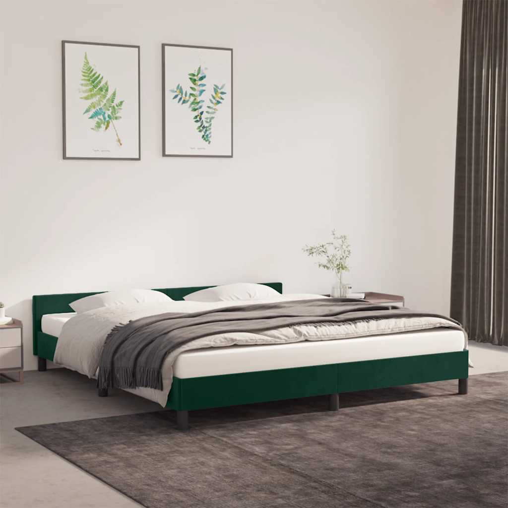 Sängram utan madrass mörkgrön 160x200 cm sammet