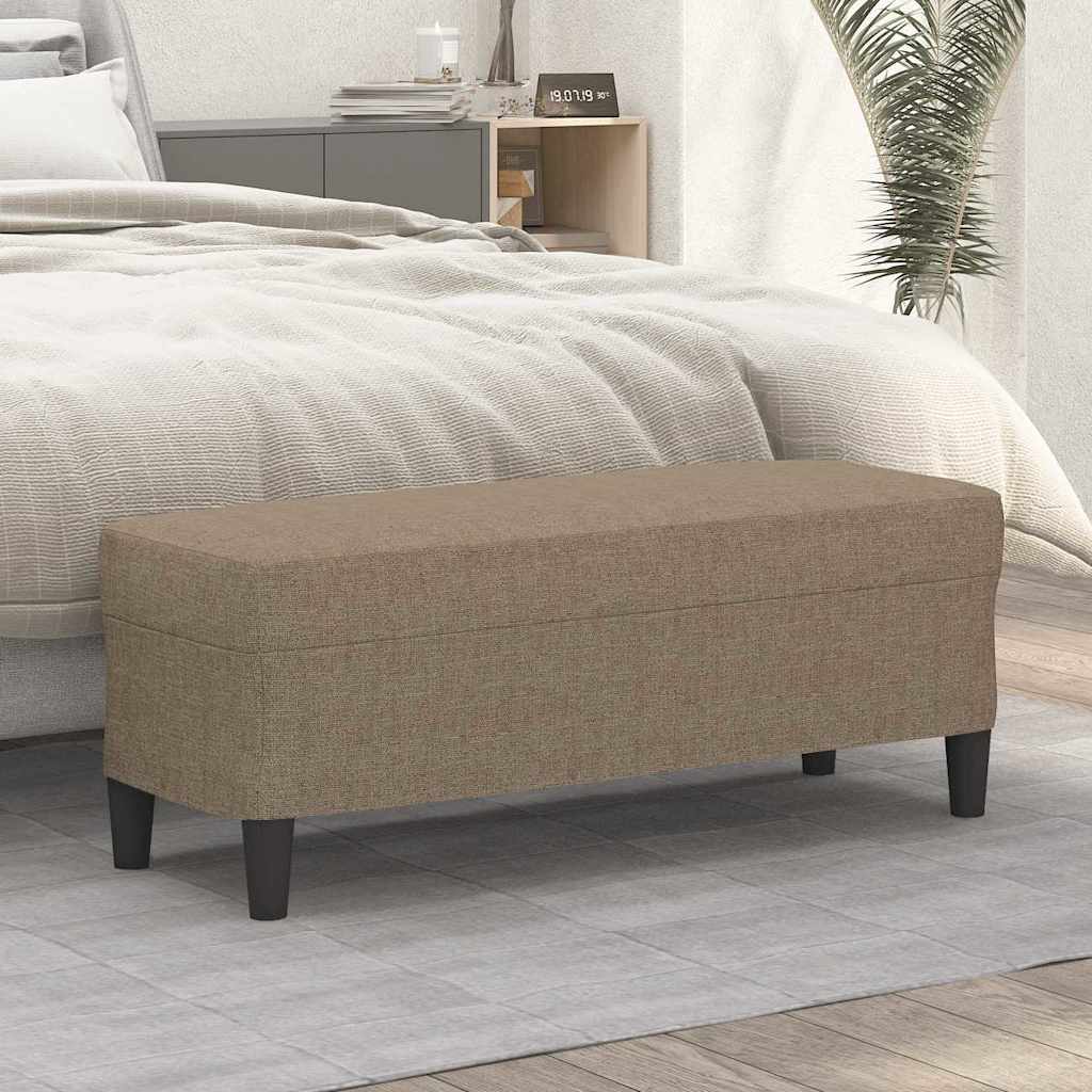Bänk taupe 100x35x41 cm tyg