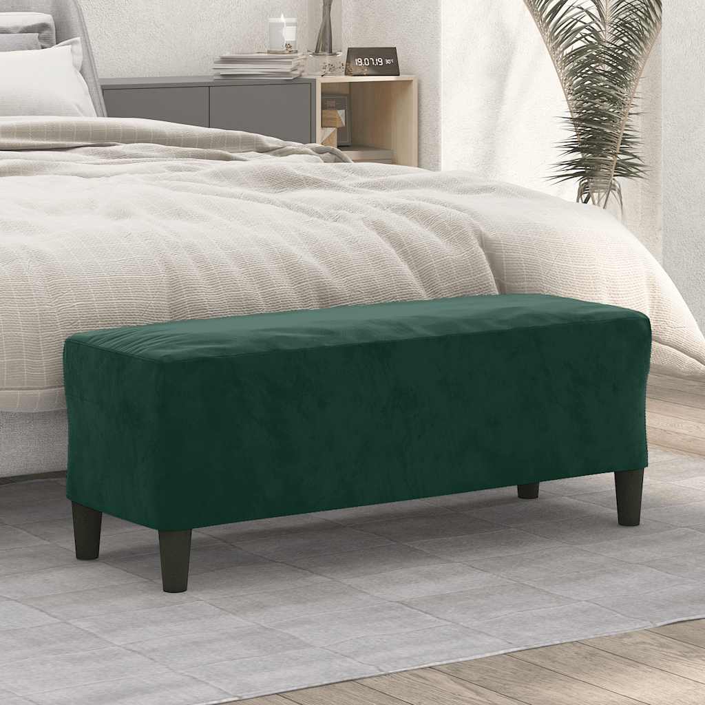 Bänk mörkgrön 100x35x41 cm sammet