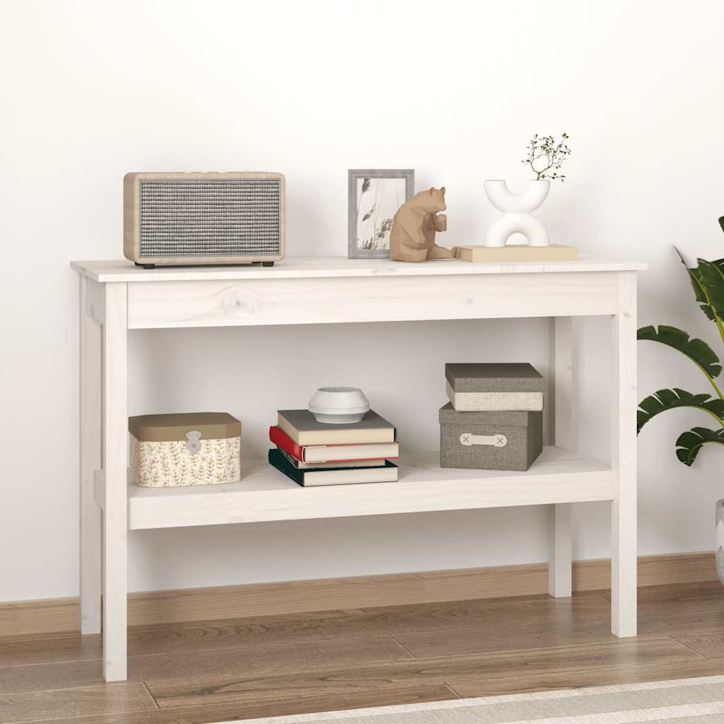 Konsolbord vit 110x40x75 cm massiv furu