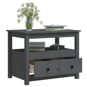 Soffbord grå 71x49x55 cm massiv furu