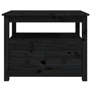 Soffbord svart 71x49x55 cm massiv furu