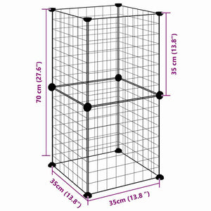 Husdjursbur svart 8 paneler 35x35 cm stål