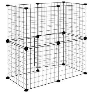Husdjursbur svart 12 paneler 35x35 cm stål