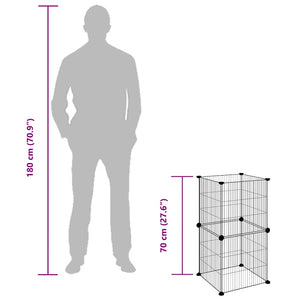 Husdjursbur svart 8 paneler 35x35 cm stål