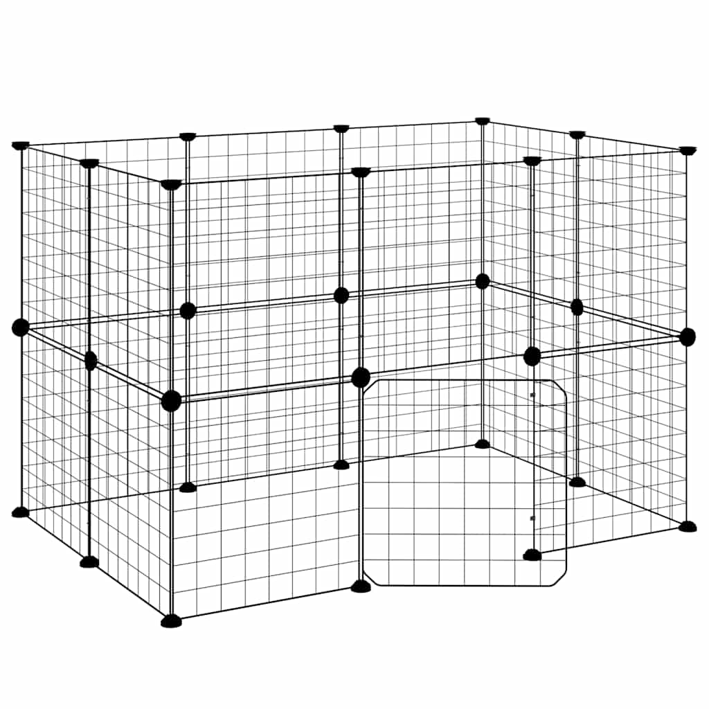 Hundgård svart 20 paneler 105x70x70 cm stål