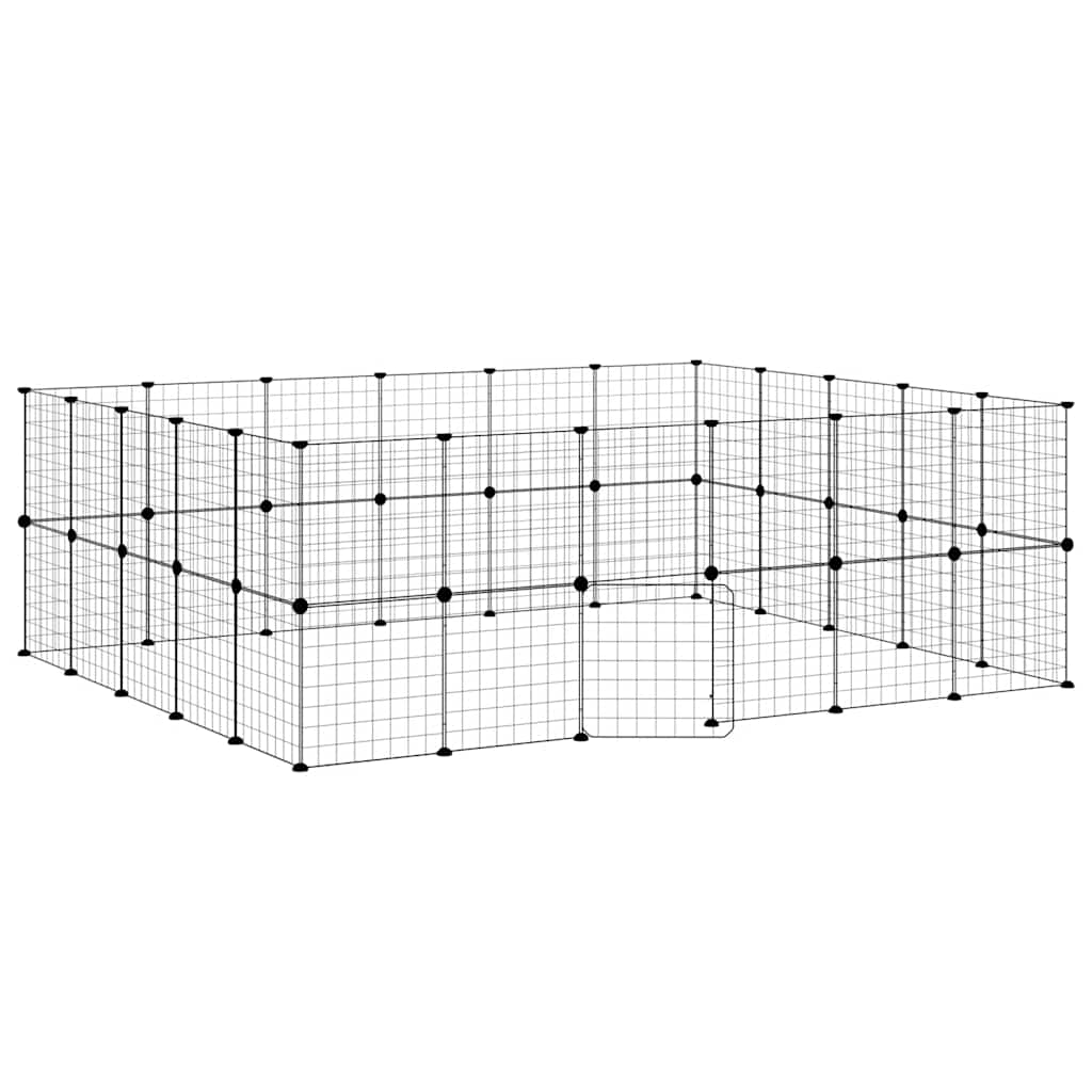 Hundgård svart 44 paneler 35x35 cm stål