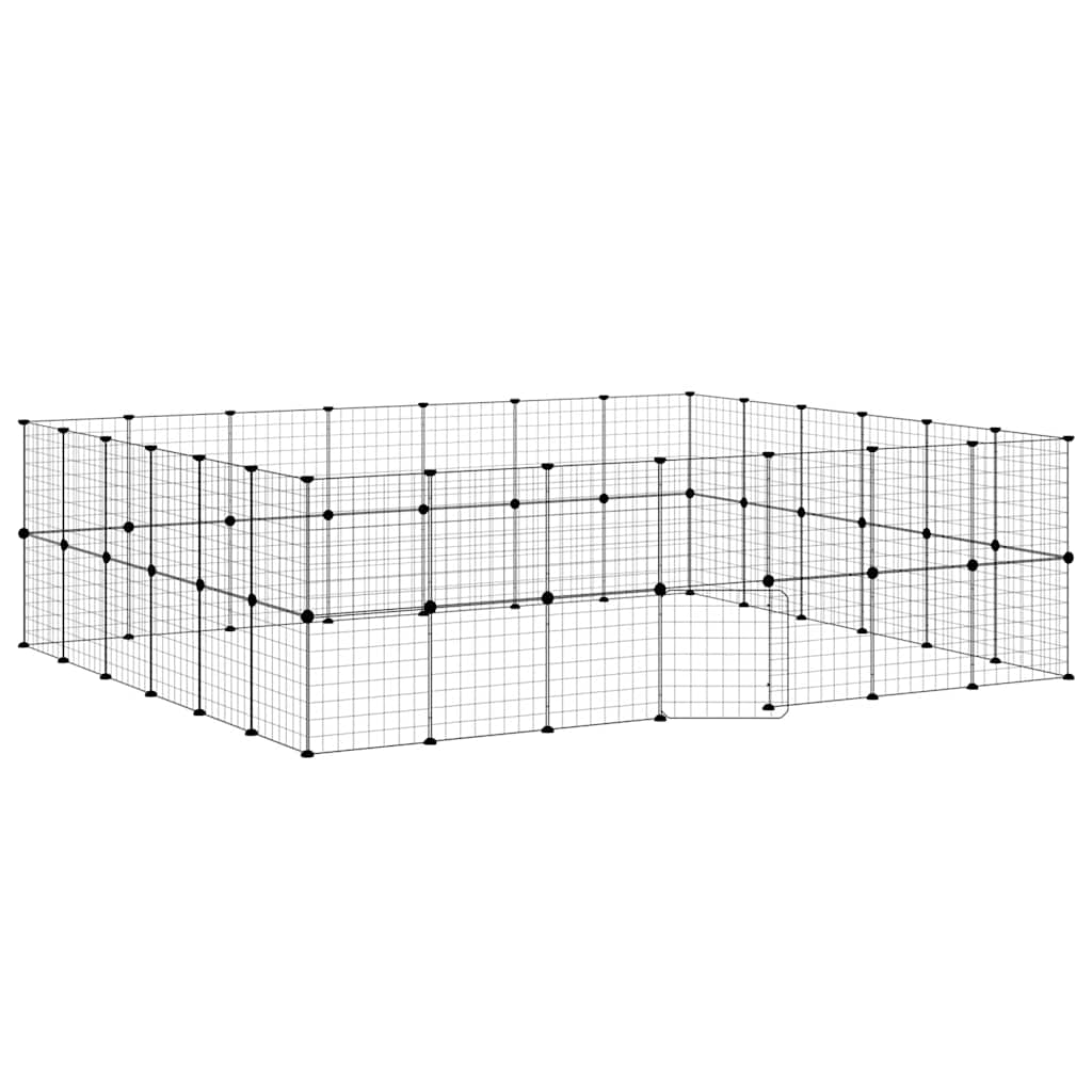 Husdjursbur svart 52 paneler 35x35 cm stål