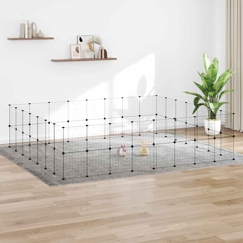 Hundgård svart 60 paneler 280x245x70 cm stål