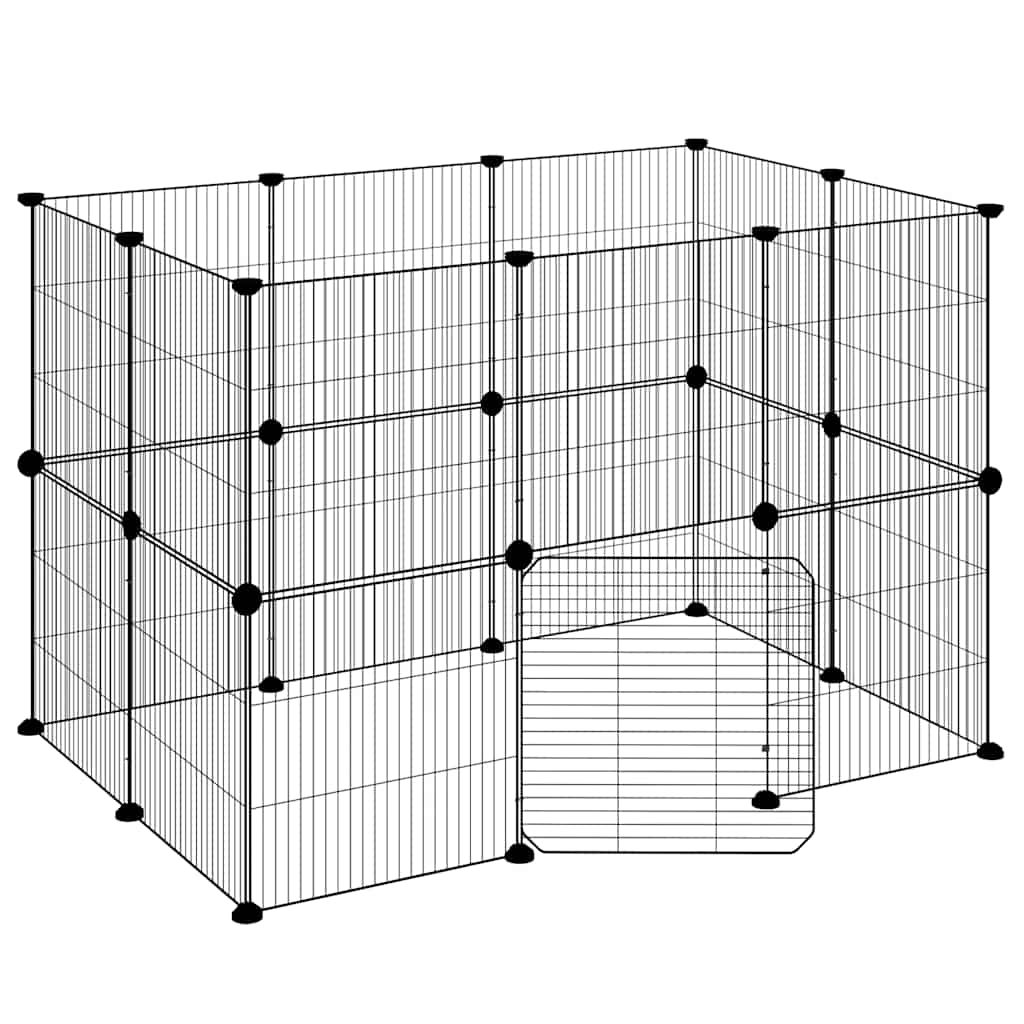 Hundgård svart 20 paneler 105x70x70 cm stål
