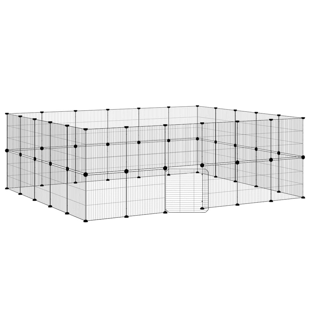 Hundgård svart 44 paneler 210x175x70 cm stål