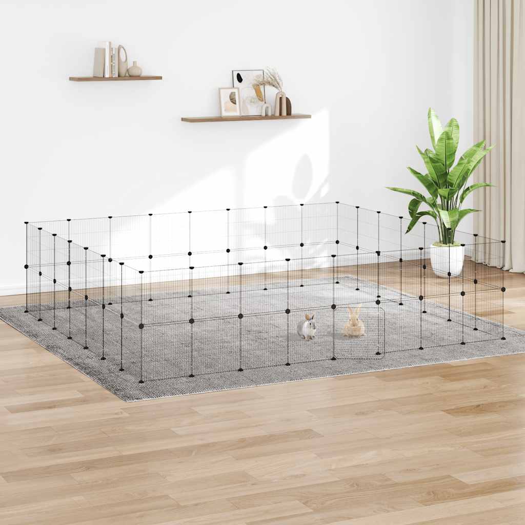 Hundgård svart 60 paneler 280x245x70 cm stål