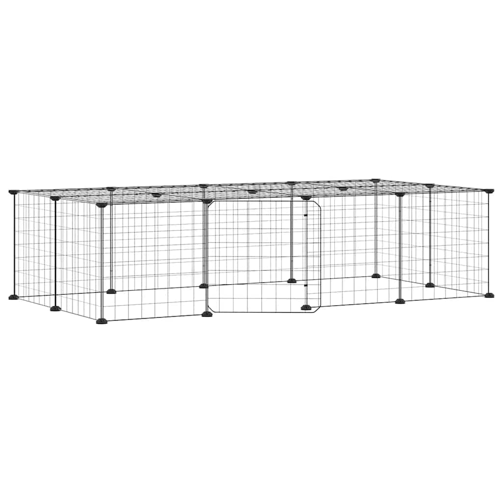 Hundgård svart 20 paneler 140x70x35 cm stål