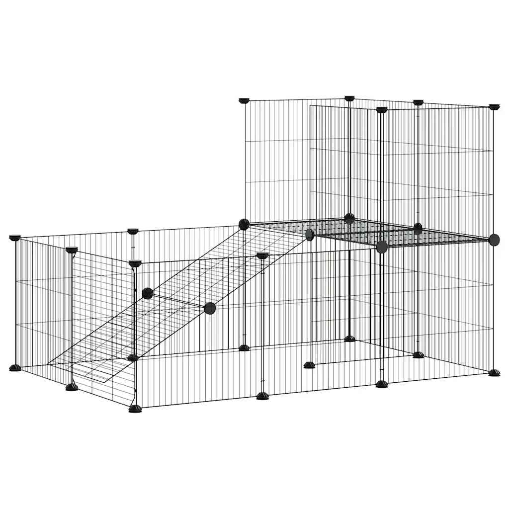 Hundgård svart 20 paneler 35x35 cm stål