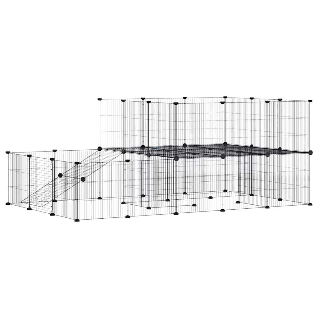 Hundgård svart 44 paneler 35x35 cm stål