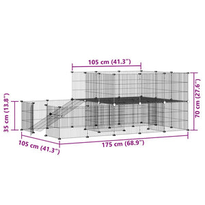 Hundgård svart 44 paneler 35x35 cm stål