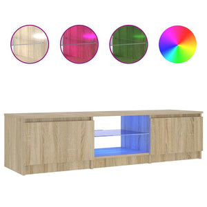 TV-bänk med LED-belysning rökfärgad ek 140x40x36 cm