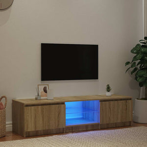 TV-bänk med LED-belysning rökfärgad ek 140x40x36 cm