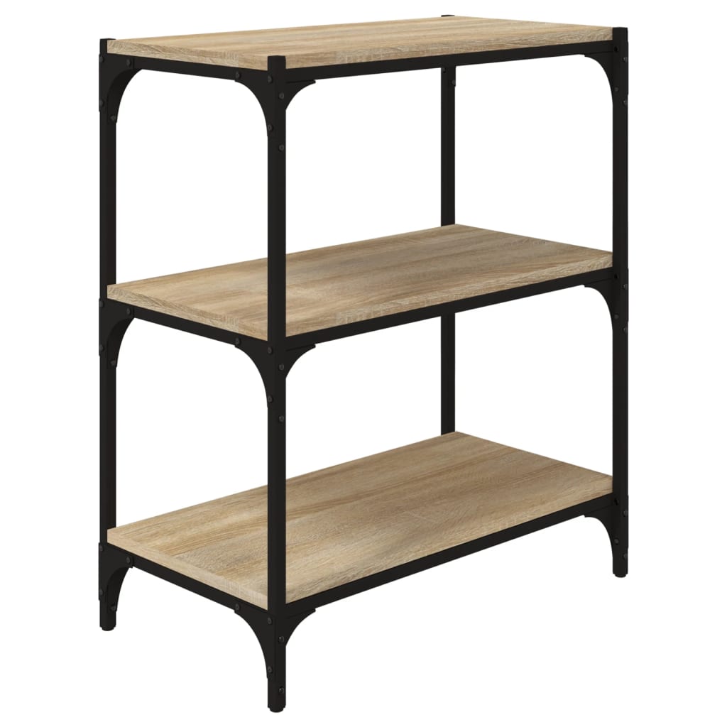 Bokhylla sonoma-ek 60x33x70,5 cm konstruerat trä och stål