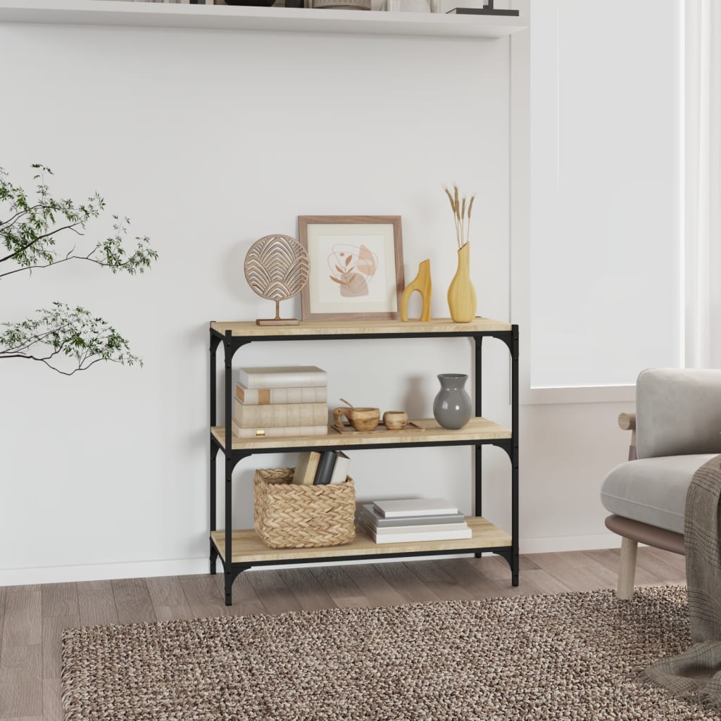Bokhylla sonoma-ek 80x33x70,5 cm konstruerat trä och stål