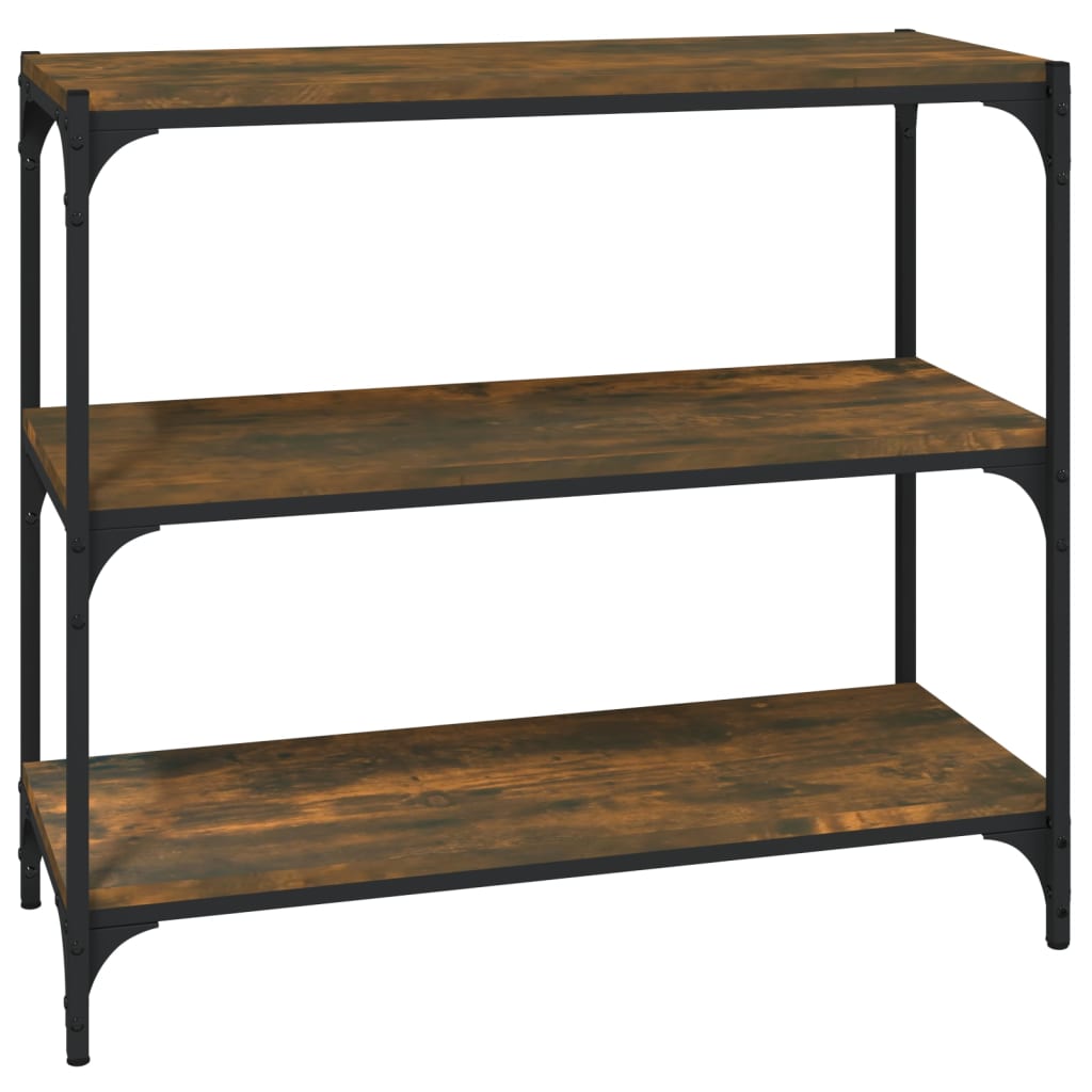 Bokhylla rökfärgad ek 80x33x70,5 cm konstruerat trä och stål