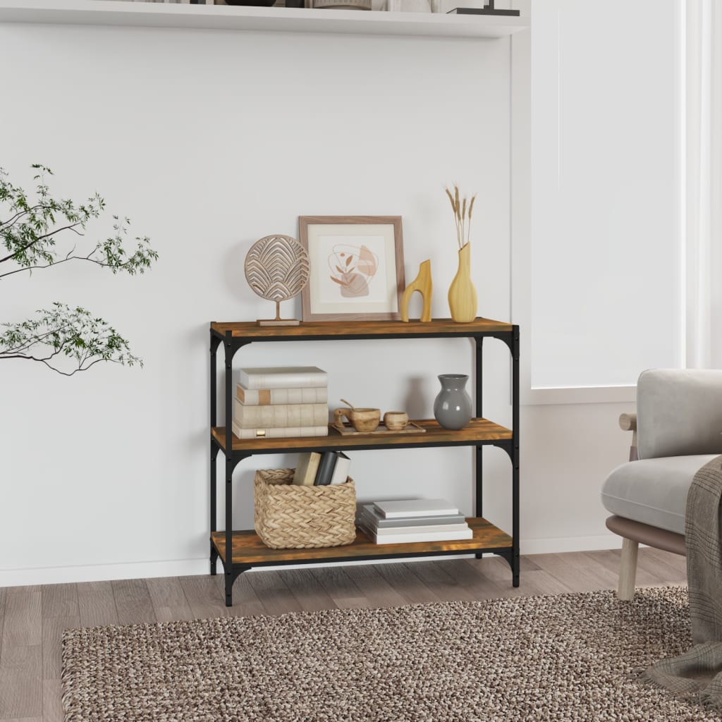 Bokhylla rökfärgad ek 80x33x70,5 cm konstruerat trä och stål