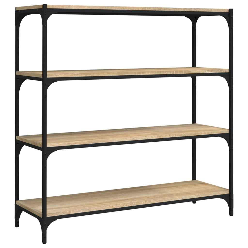 Bokhylla sonoma-ek 100x33x100 cm konstruerat trä och stål
