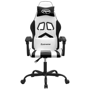 Snurrbar gamingstol vit och svart konstläder