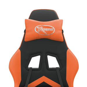 Snurrbar gamingstol med fotstöd svart och orange konstläder