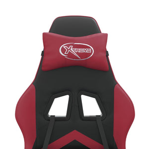 Snurrbar gamingstol med fotstöd svart och vinröd konstläder