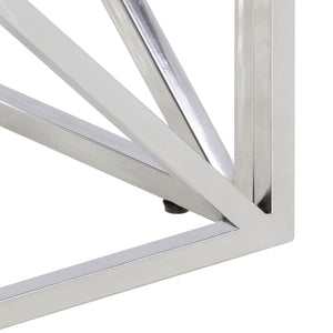 Soffbord silver rostfritt stål och massivt akaciaträ