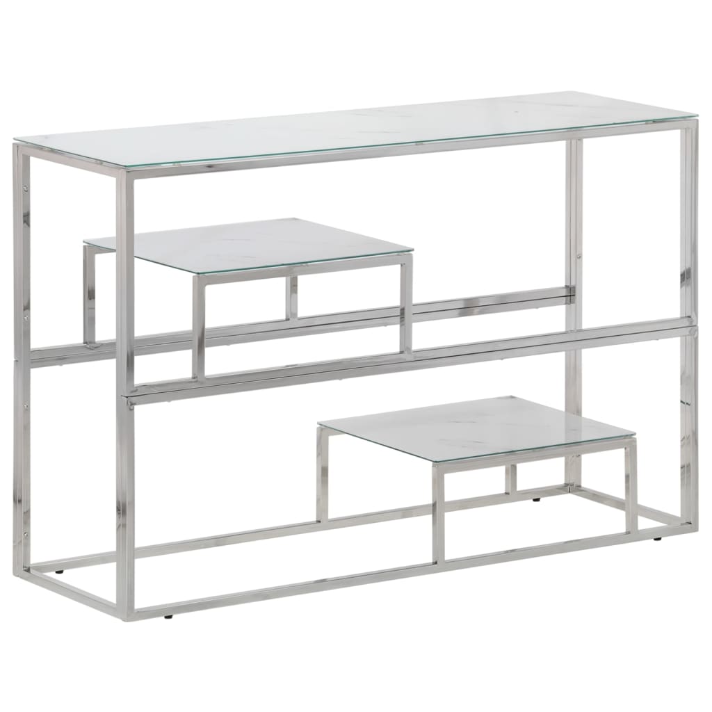 Konsolbord silver rostfritt stål och härdat glas