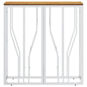 Soffbord silver rostfritt stål och massivt akaciaträ