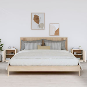 Sängbord 2 st vit 40x34x45 cm massivt furuträ
