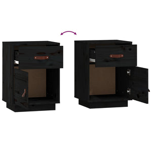 Sängbord svart 40x34x55 cm massiv furu