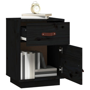 Sängbord 2 st svart 40x34x55 cm massiv furu