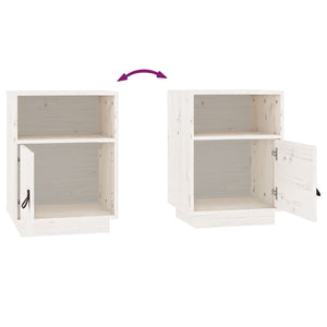 Sängbord vit 40x34x55 cm massiv furu
